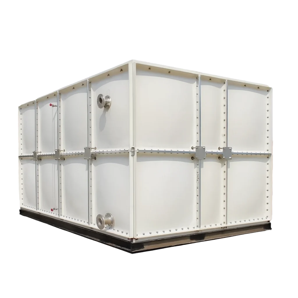 Horizontal GRP box water storage tank with modular panel design for industrial and commercial use